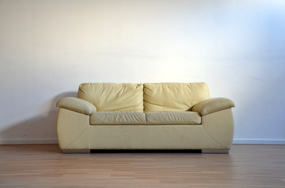 SuperSofaMaker Yellow Leather Loveseat