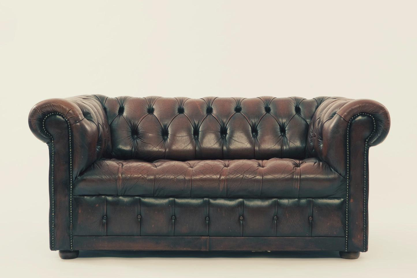 SuperSofaMaker Chocolate Faux Leather Tufted Sofa