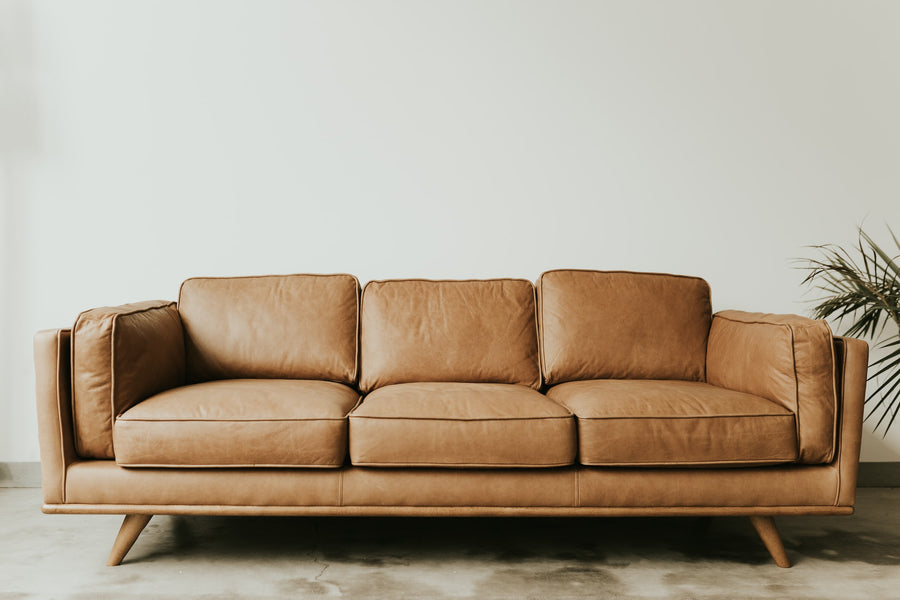 SuperSofaMaker Light Brown Leather Sofa